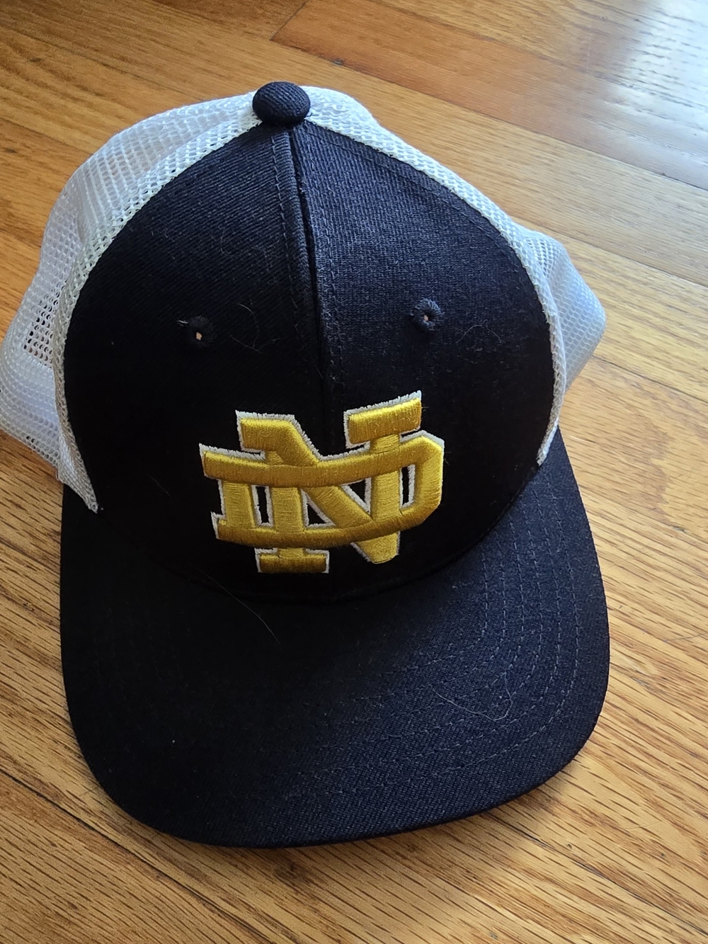 Top Of The World Notre Dame White/Navy Blue Mesh Trucker Hat - Picture 2 of 4